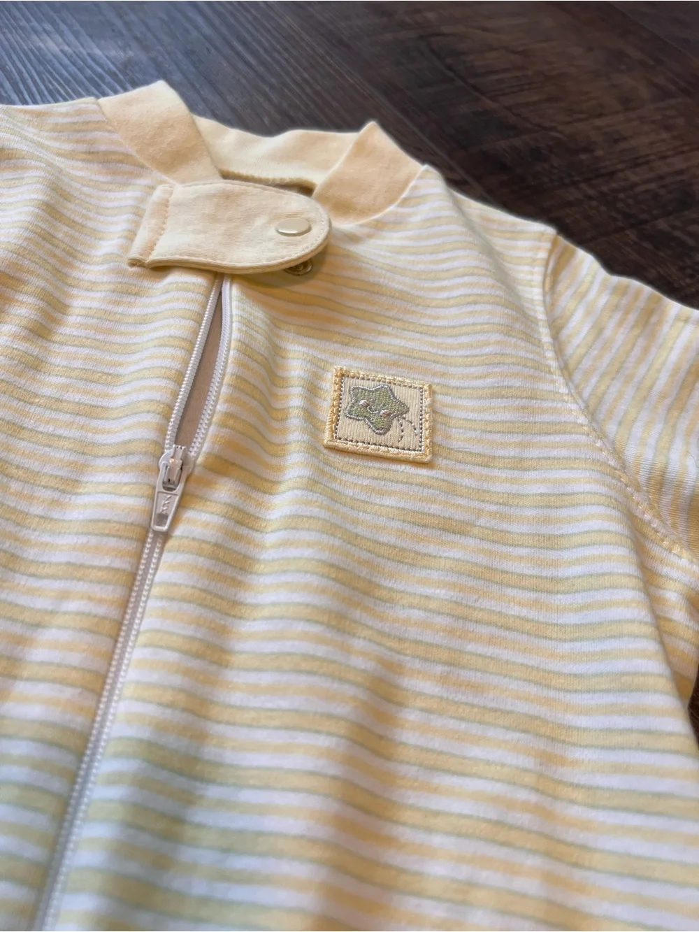 Vintage Yellow Striped Baby Footed Pajamas Sleeper - Soft Zip Front